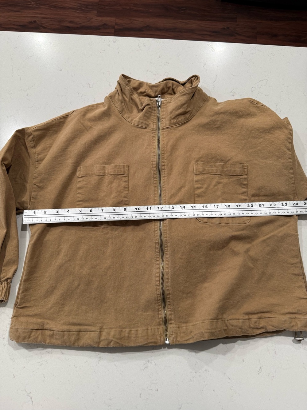 12th Tribe Tan Utility Zip-Front Women's Oversized Jacket. Size XS - Picture 7 of 10